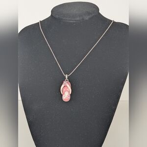 Avon "We Walk As One" Breast Cancer Awareness Flip Flop Pendant Necklace 3FOR$20